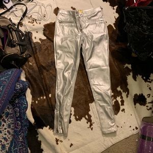 H&M silver faux leather looks pants size 6